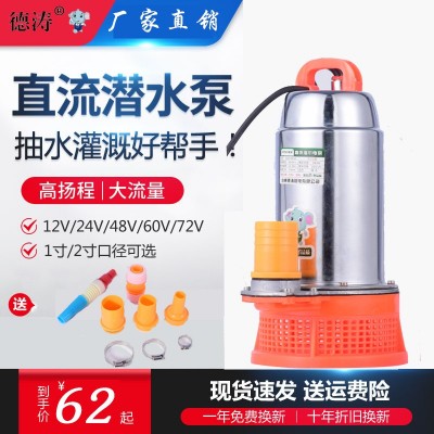 德涛船用12v直流微型潜水泵24v不锈钢直流泵60V48v通用家用抽水泵