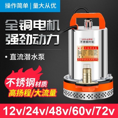 农用家用12V24V48v60v直流泵车船电动排污潜水泵大流量便捷抽水机