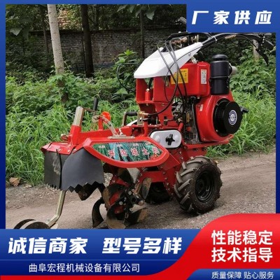 柴油四驱旋耕机 多功能大葱开沟培土机 自走式小型微耕机